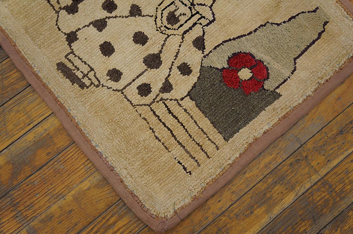 Hand-Woven Antique American Hooked Rug 1' 6