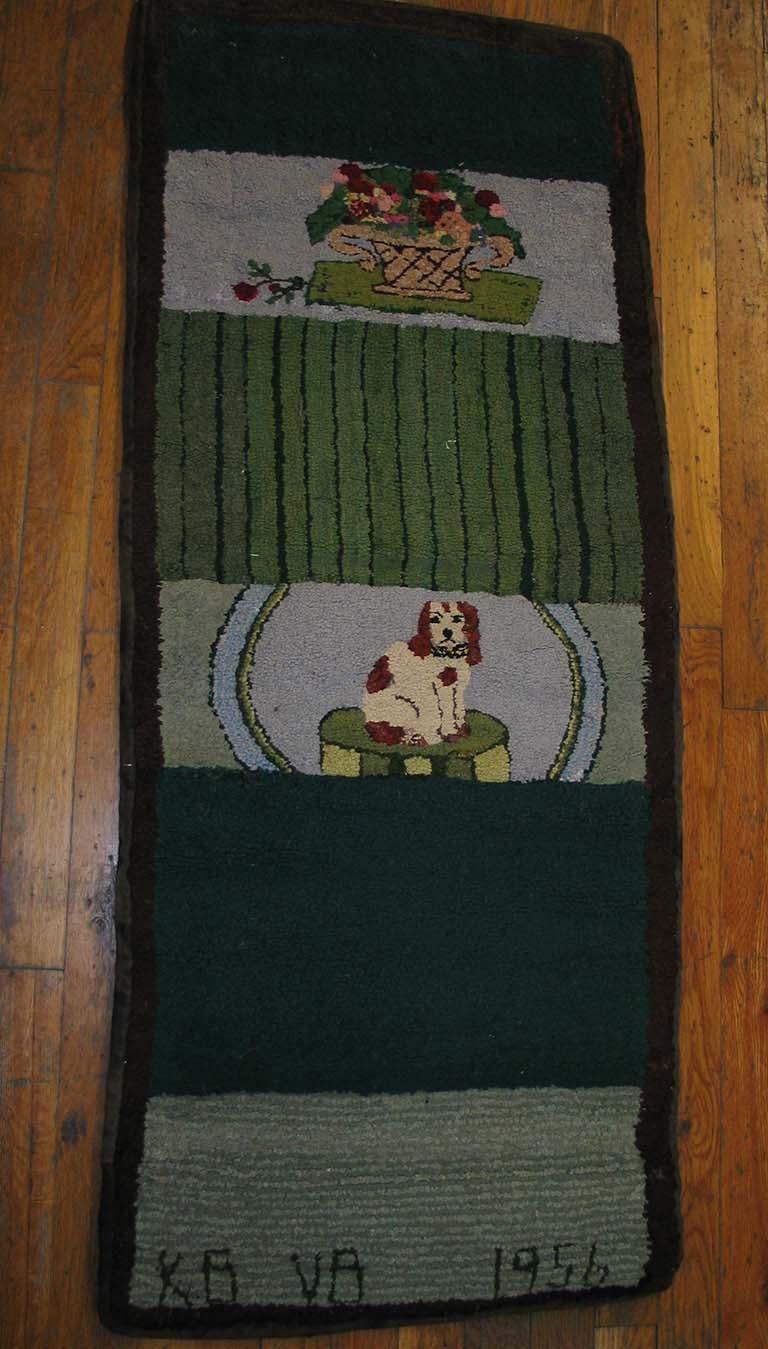 Antique American Hooked rug, size: 1'8