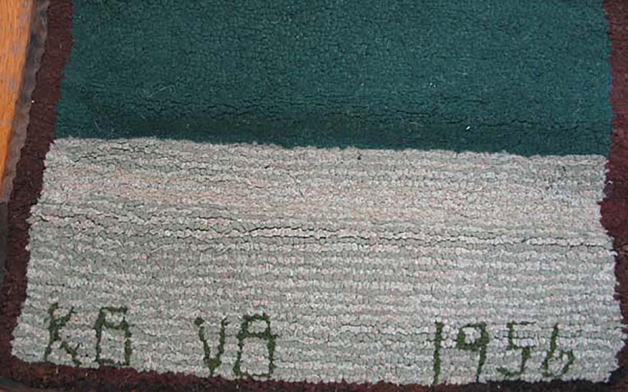 Hand-Woven Antique American Hooked Rug For Sale