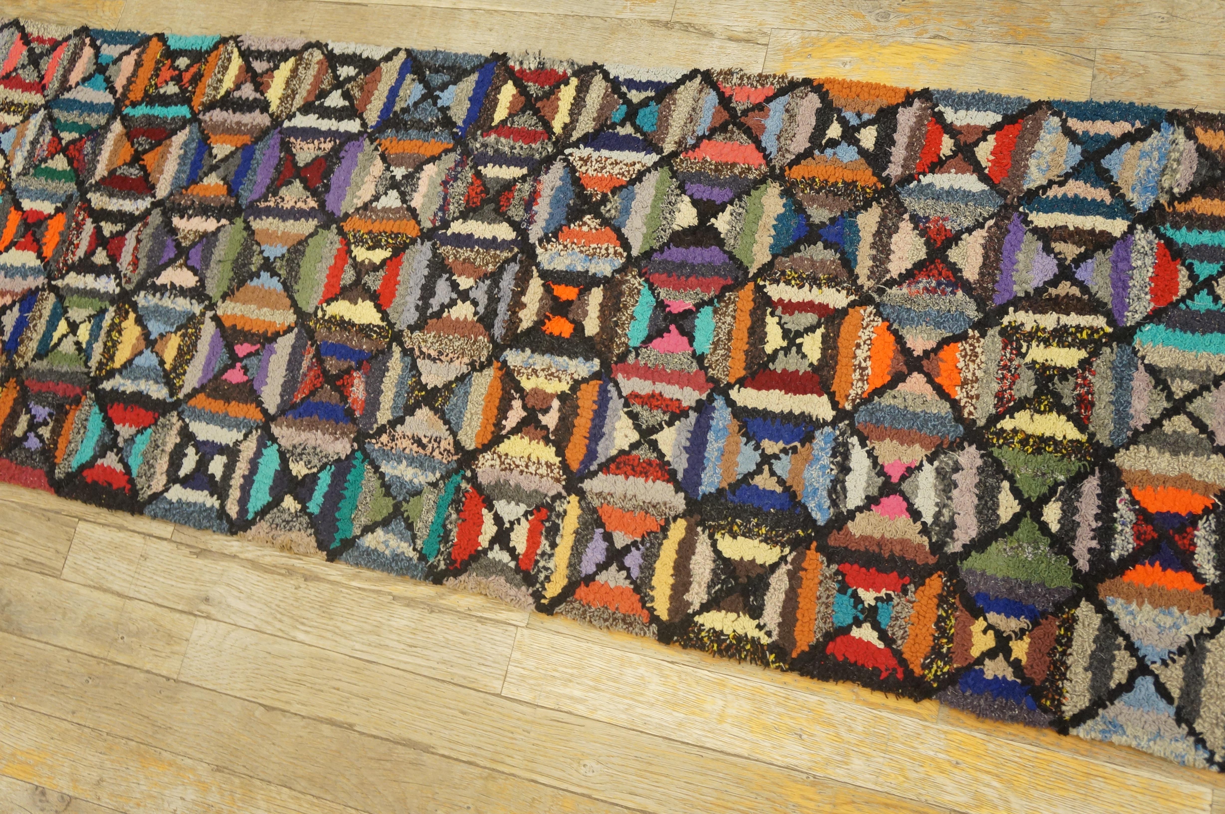 Début du 20ème siècle Tapis crocheté américain du début du 20ème siècle ( 1'8