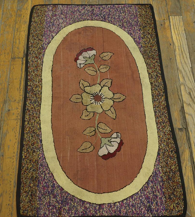 Antique American hooked rug, size: 1'9