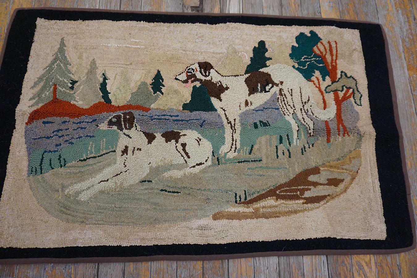 Antique American Hooked Rug 2'0