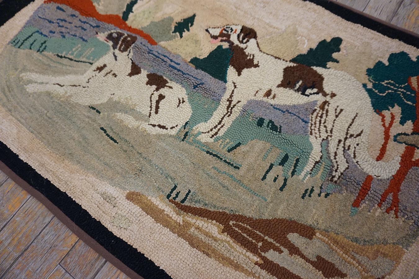 Mid-20th Century Antique American Hooked Rug 2' 0