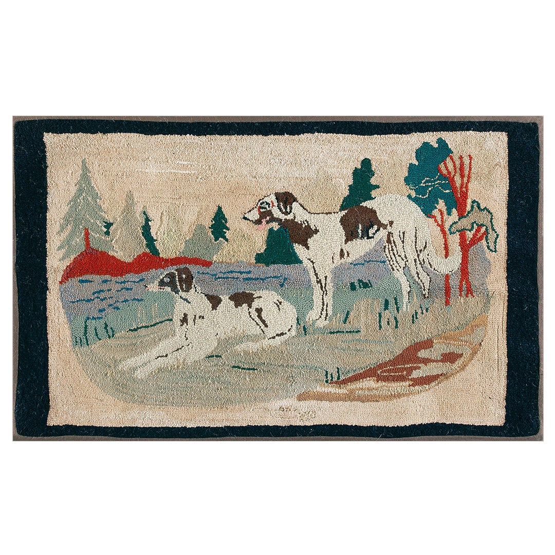 Antique American Hooked Rug 2' 0" x 3' 6" For Sale