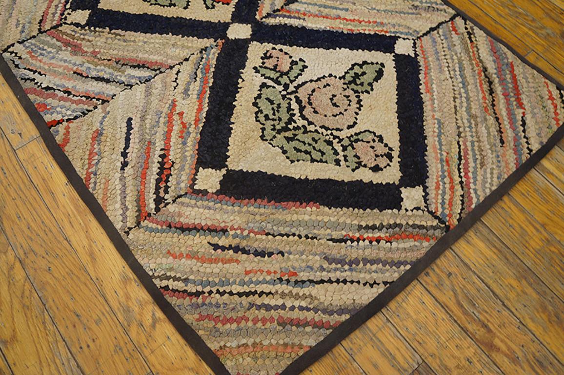Hand-Woven Antique American Hooked Rug 2' 0'' x 3' 10'' For Sale