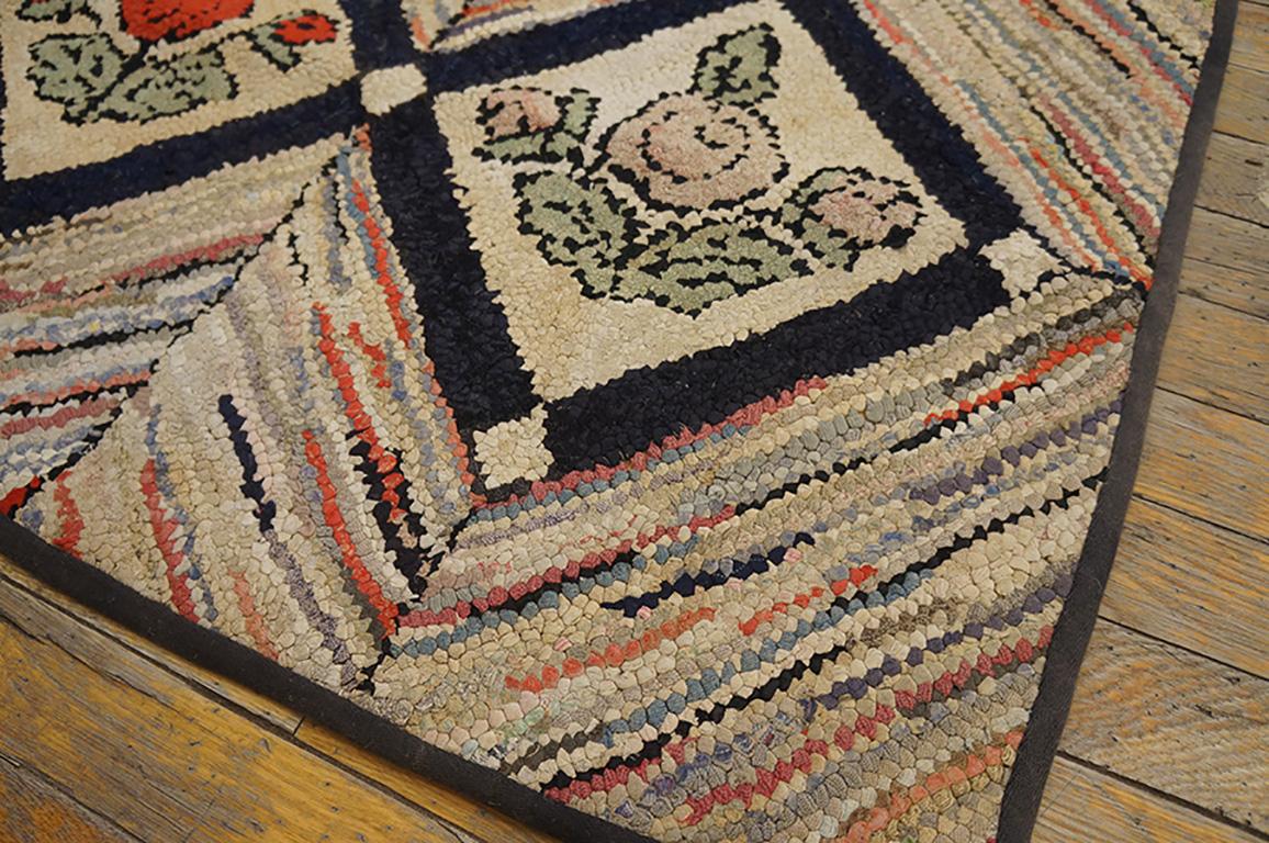 Mid-20th Century Antique American Hooked Rug 2' 0'' x 3' 10'' For Sale