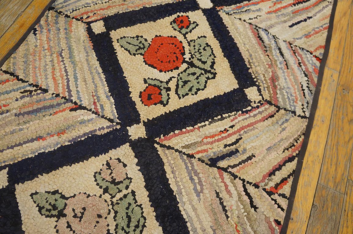 Wool Antique American Hooked Rug 2' 0'' x 3' 10'' For Sale