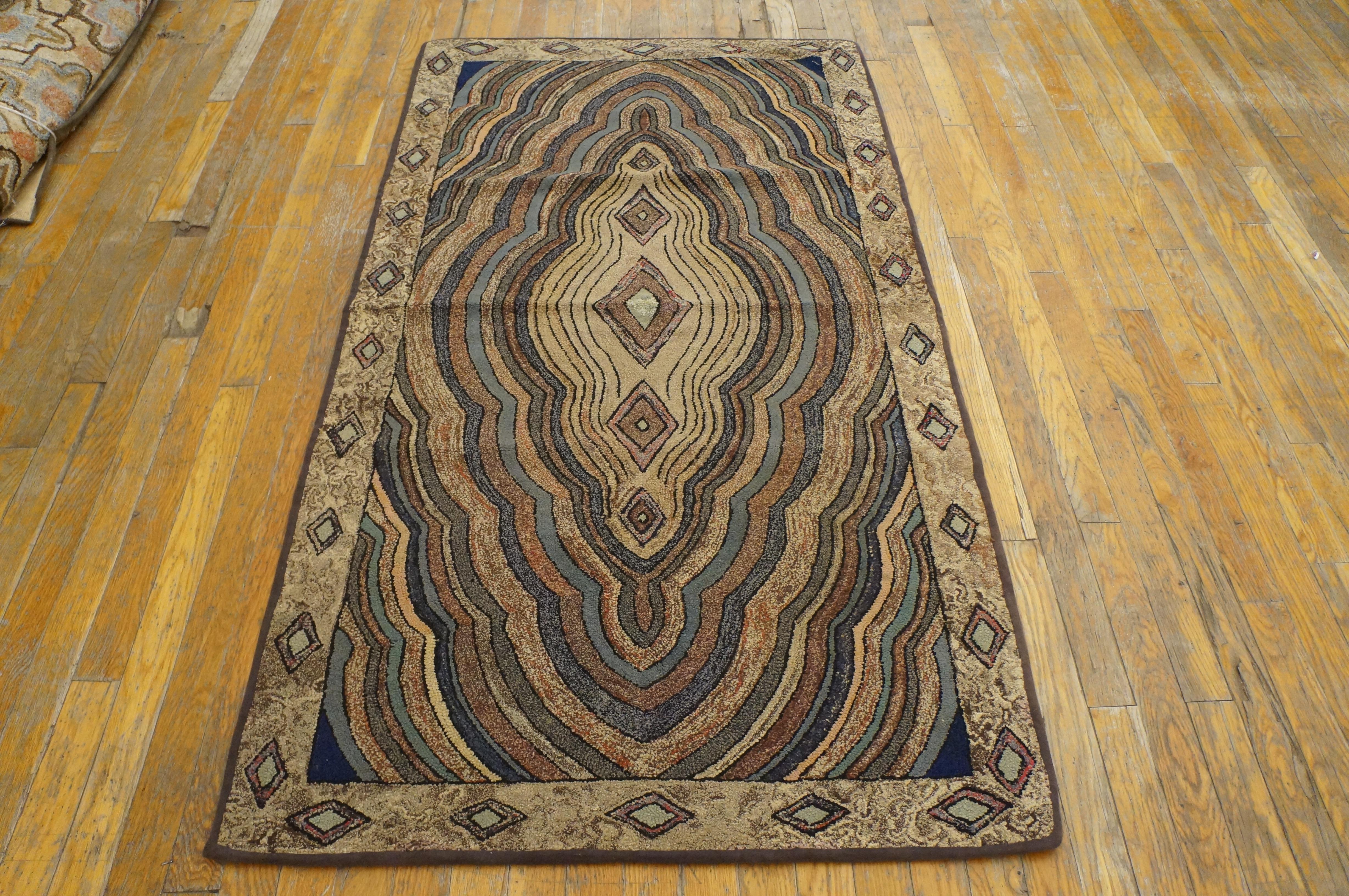 Mid-20th Century 1930s American Hooked Rug ( 2'10