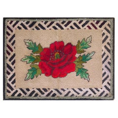 Ancien tapis américain à capuche d'antiquités 2' 3"" x 3' 1"