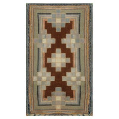 Ancien tapis américain à capuche d'antiquités - 2' 3'' x 3' 10''