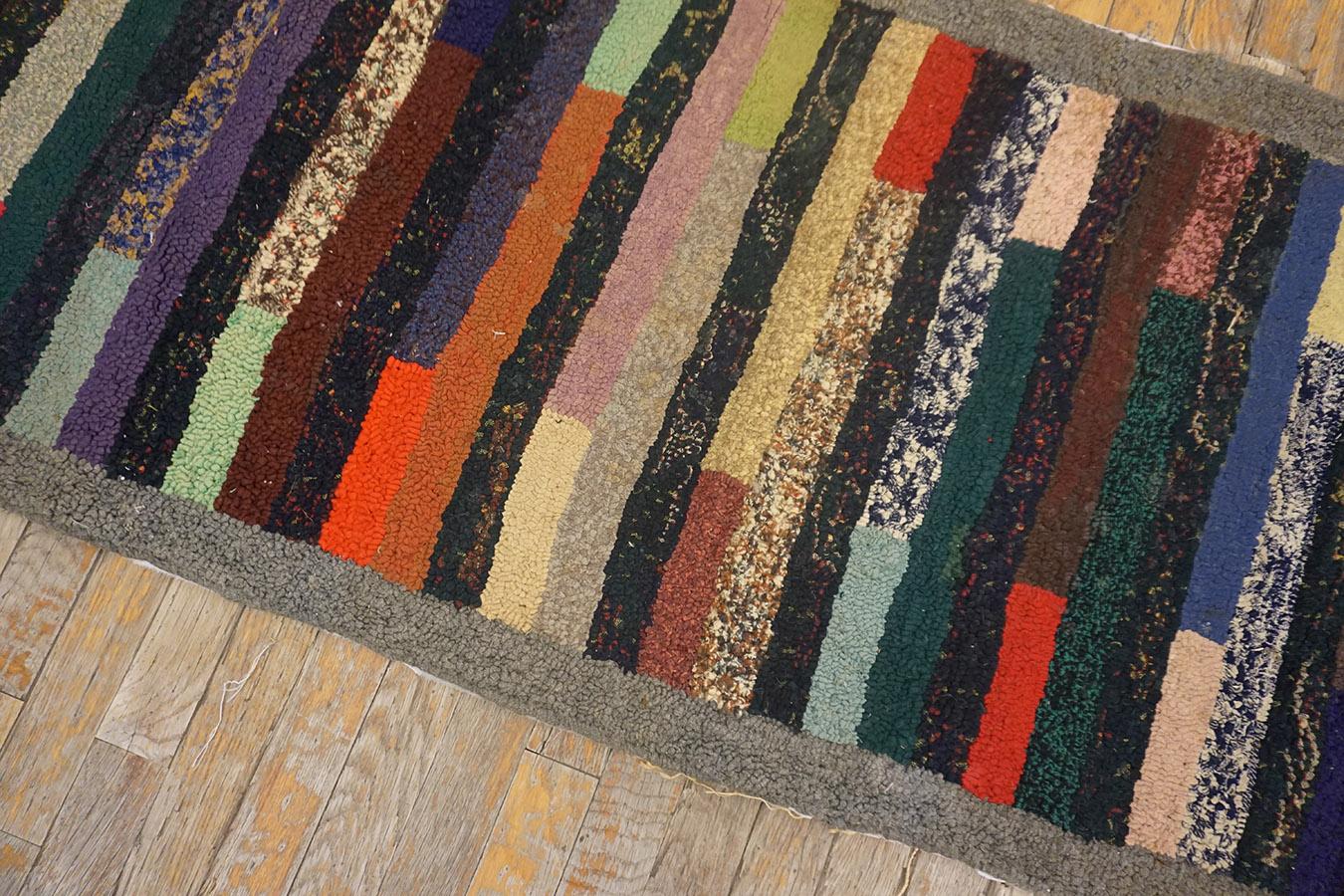 Mid-20th Century Antique American hooked Rug 2' 3