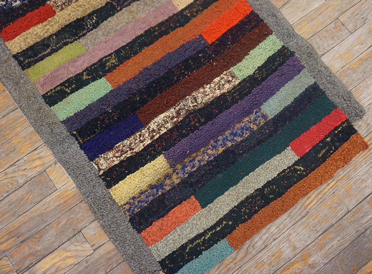 Antique American hooked Rug 2' 3