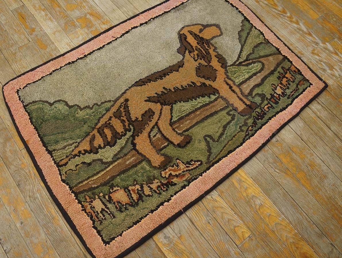 Mid 20th Century Pictorial American Hooked Rug ( 2' 3'' x 3' 3'' - 68 x 99 cm) For Sale 4