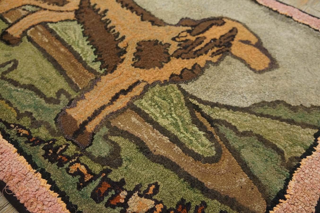 Wool Mid 20th Century Pictorial American Hooked Rug ( 2' 3'' x 3' 3'' - 68 x 99 cm) For Sale
