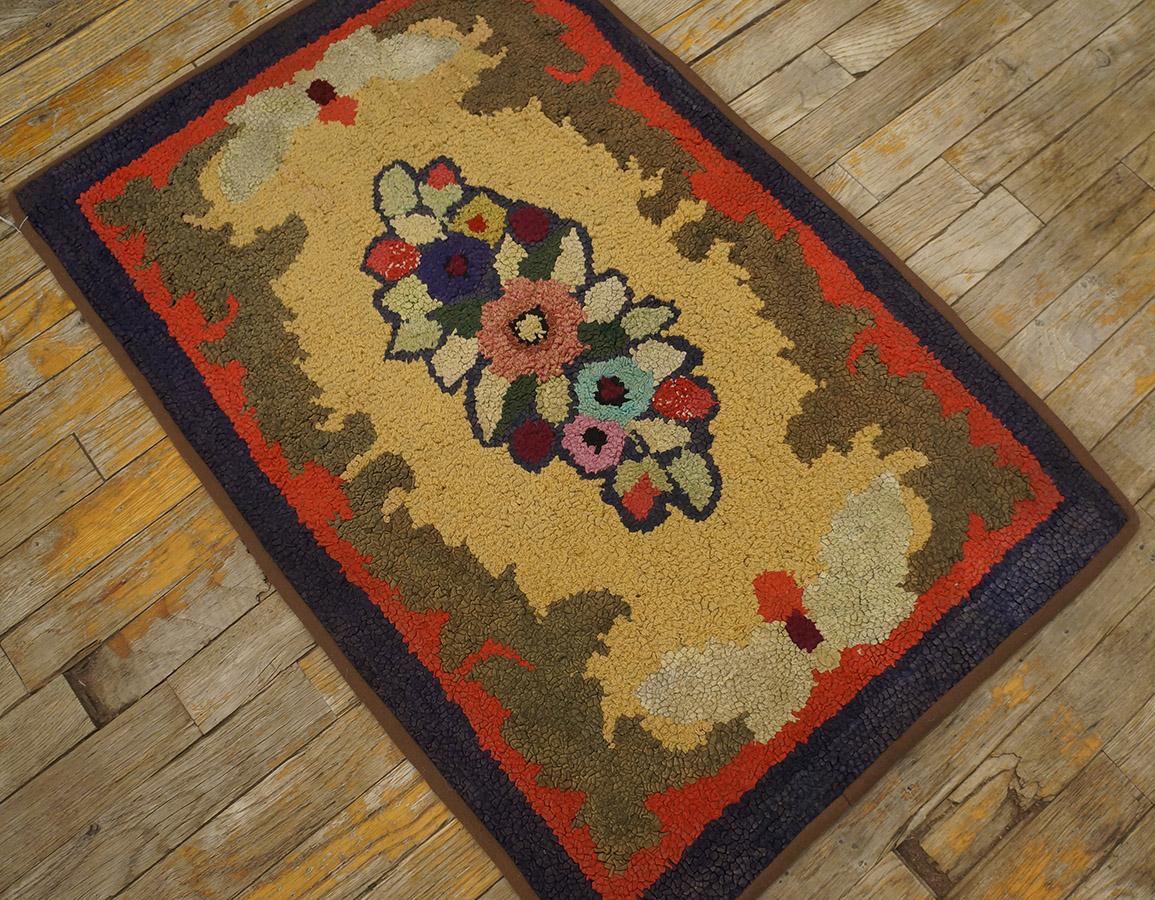 Antique American Hooked rug, Measures: 2' 3'' x4' 5''.
