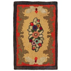 Ancien tapis américain à capuche d'antiquités 2' 3'' x4' 5''