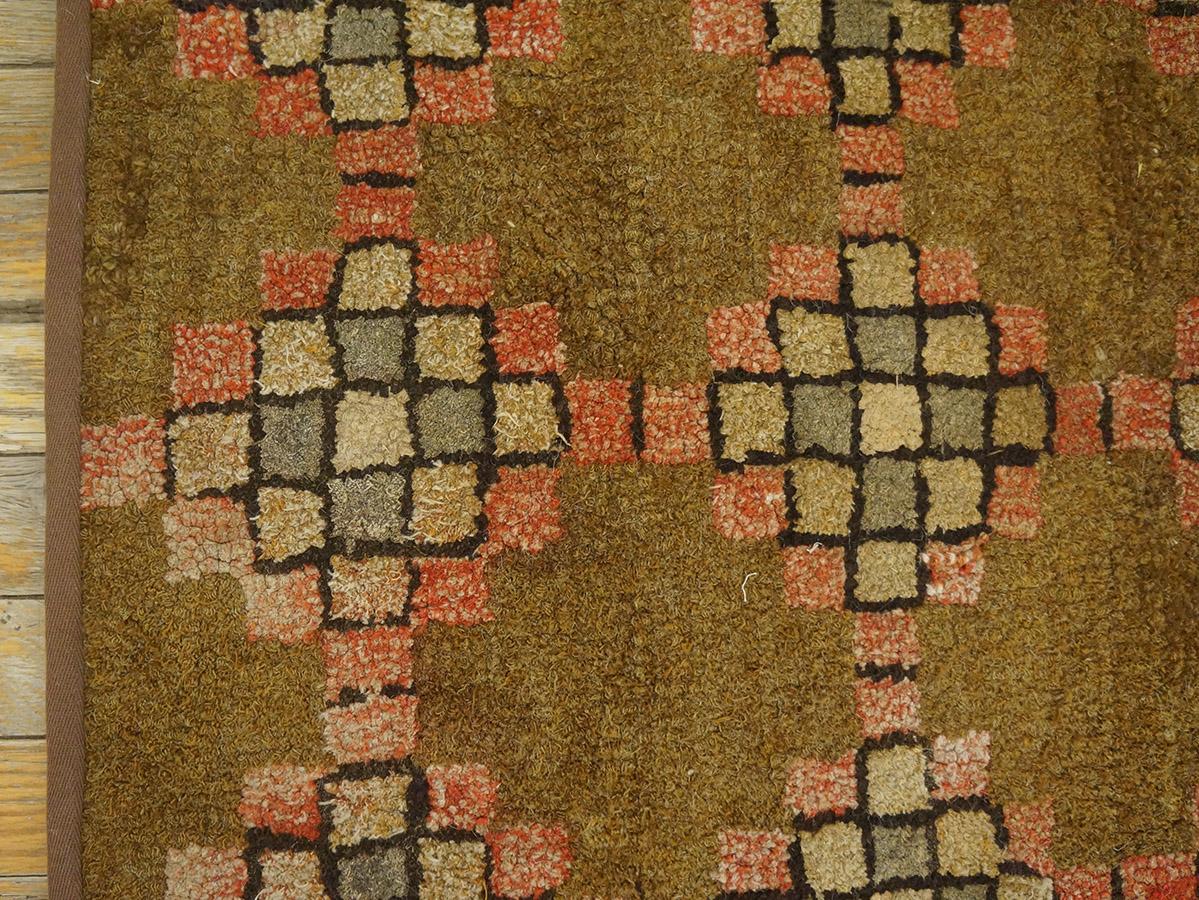 Mid 20th Century American Hooked Rug ( 2' 3'' x 6' 4'' - 68 x 193 cm ) For Sale 7