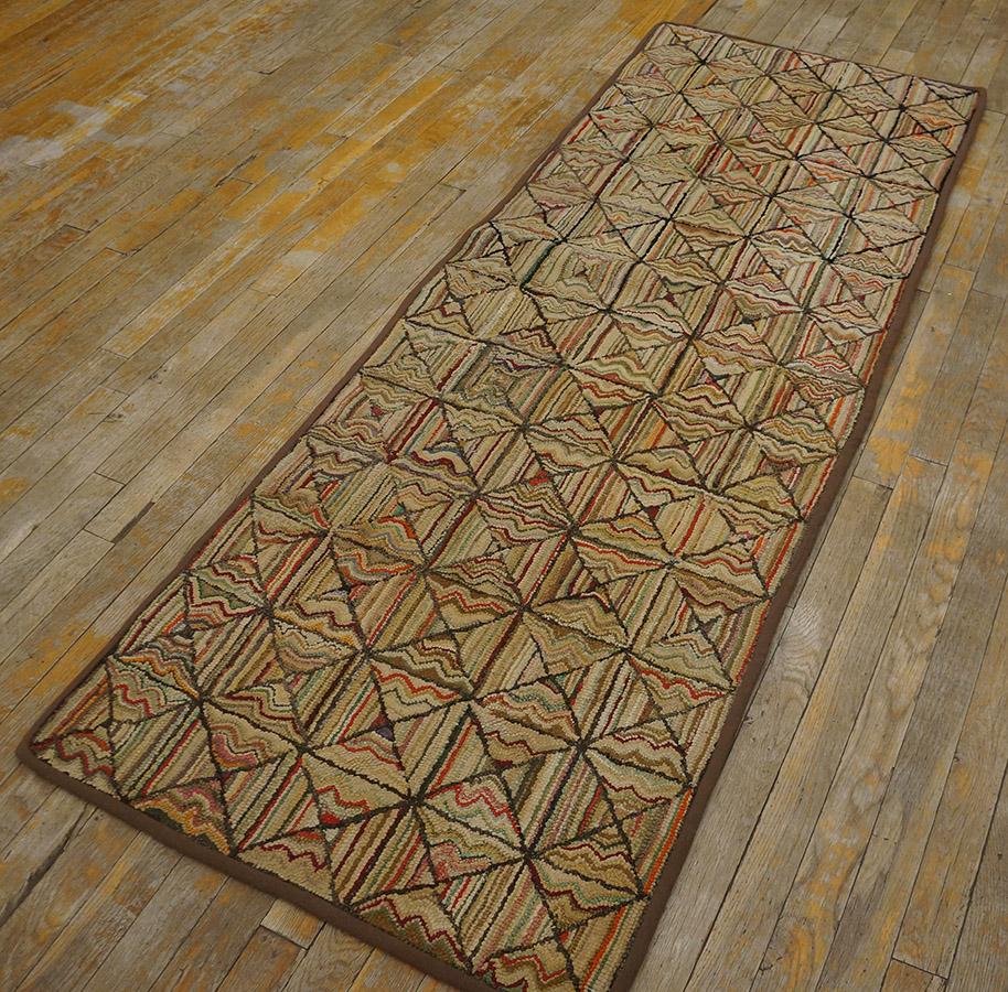 Antique tapis américain crocheté 2' 4'' x 6' 6''.