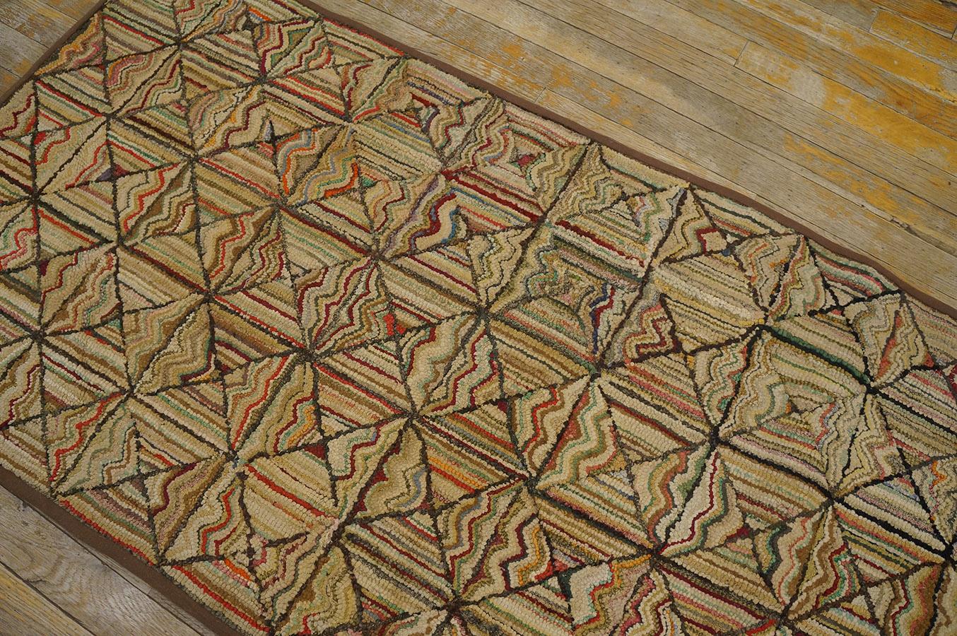 Laine Tapis à capuche américain ancien de 2' 4'' x 6' 6'' pouces