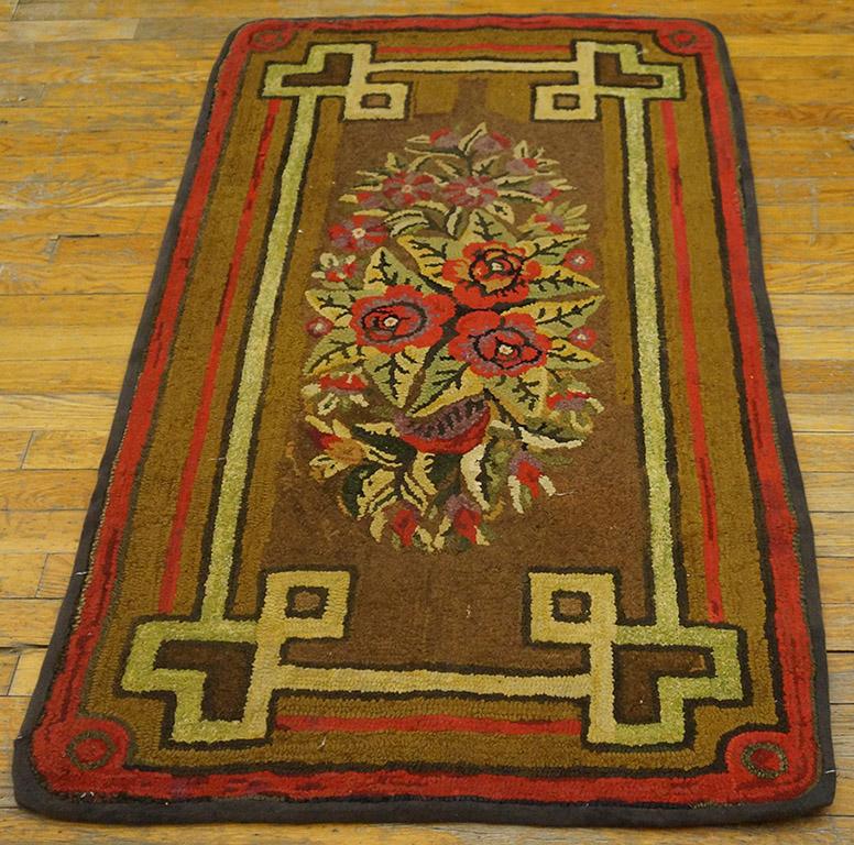 Antique American Hooked rug, size: 2' 4'' x 4' 4''.