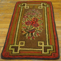 Antique American Hooked Rug 2' 4" x 4' 4"