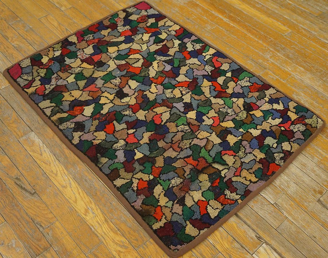 Hand-Woven 1930s American Hooked Rug ( 2'6