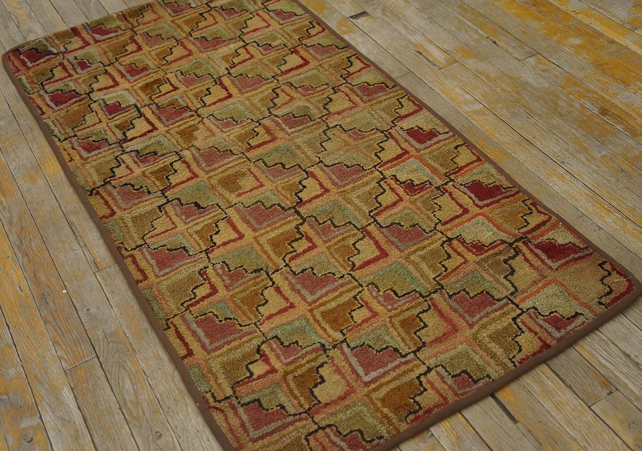 Hand-Woven Early 20th Century American Hooked Rug  (2' 7'' x 5' - 78 x 152 cm ) For Sale