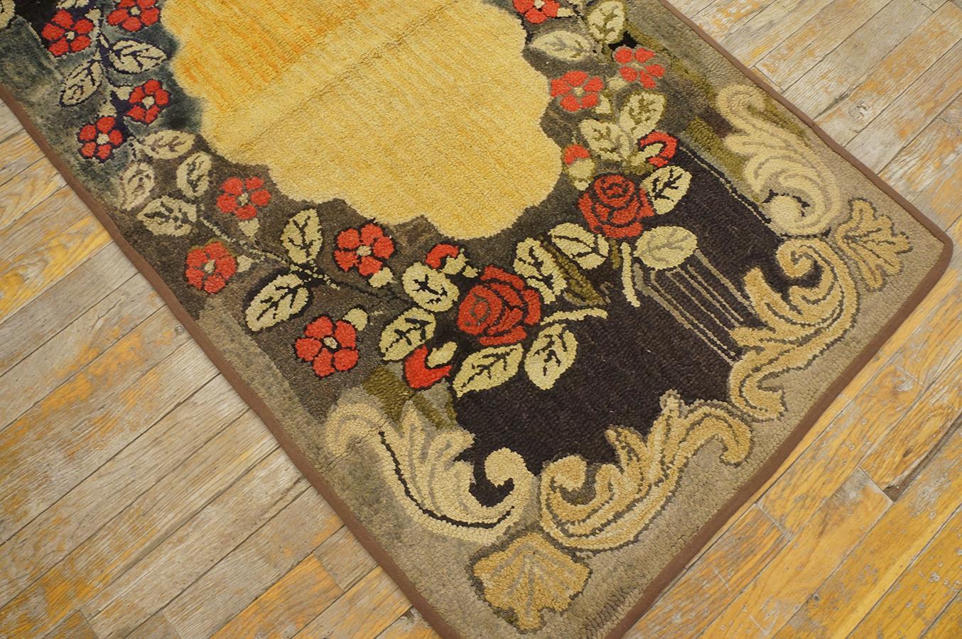 Hand-Woven Antique American Hooked Rug 2' 8''x5' 0'' For Sale