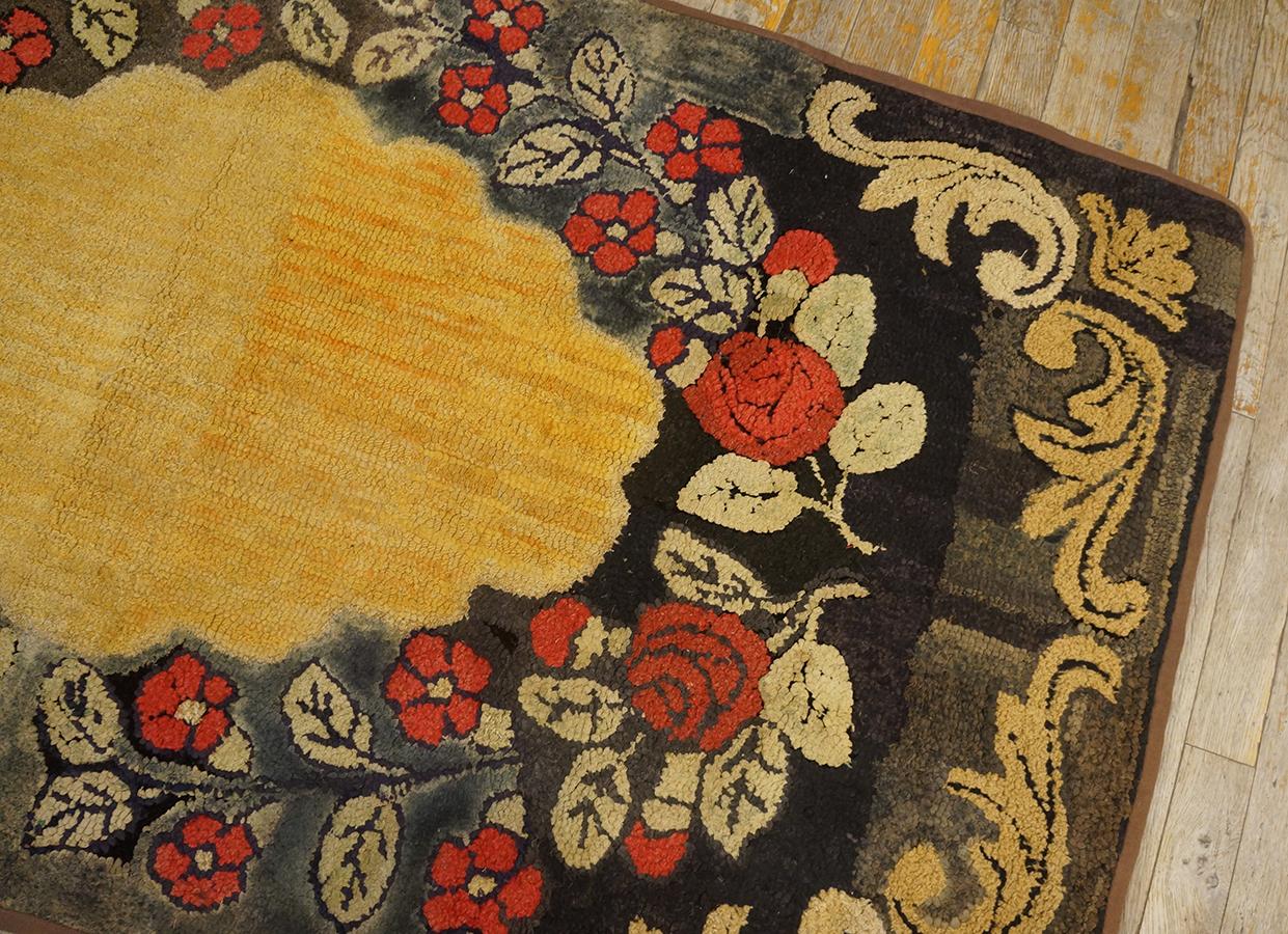 Early 20th Century Antique American Hooked Rug 2' 8''x5' 0'' For Sale