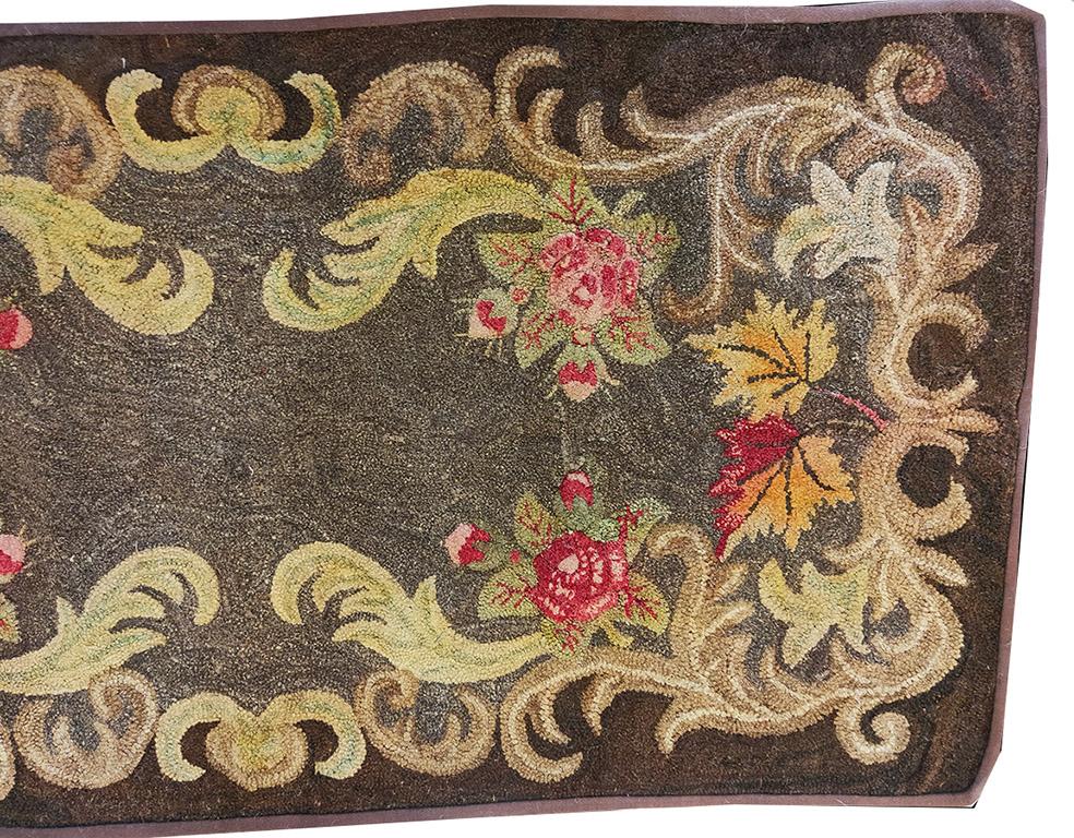 tapis crocheté américain des années 1920 ( 2' 8''x 5' 2'' - 82 x 158 cm )