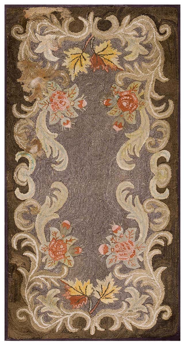 1920s Rug Handmade Antique American Hooked Rug, 1920s, 1C24 For Sale at 1stDibs