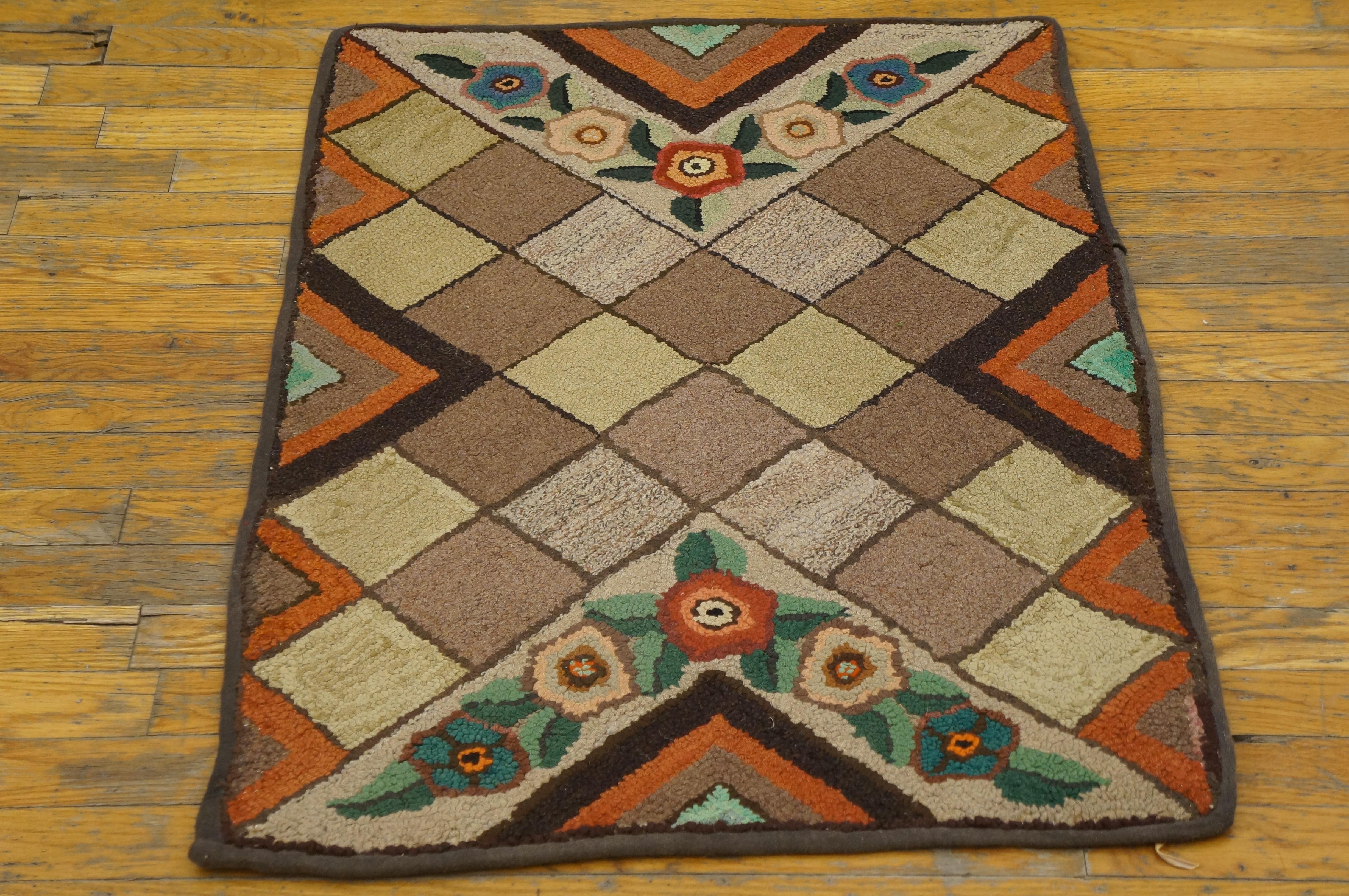 Mid-20th Century Antique American Hooked Rug