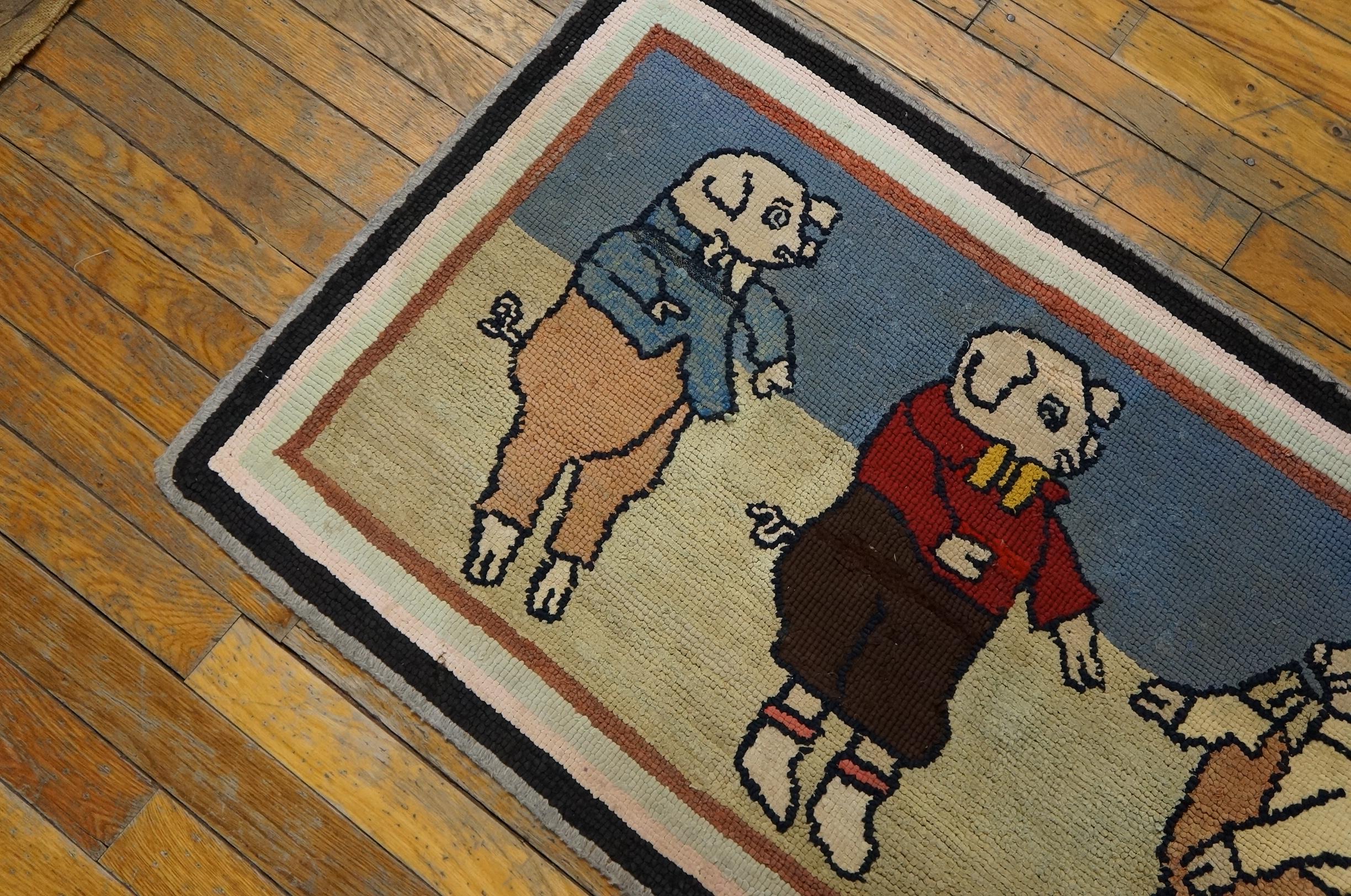 Antique American Hooked Rug 2'0