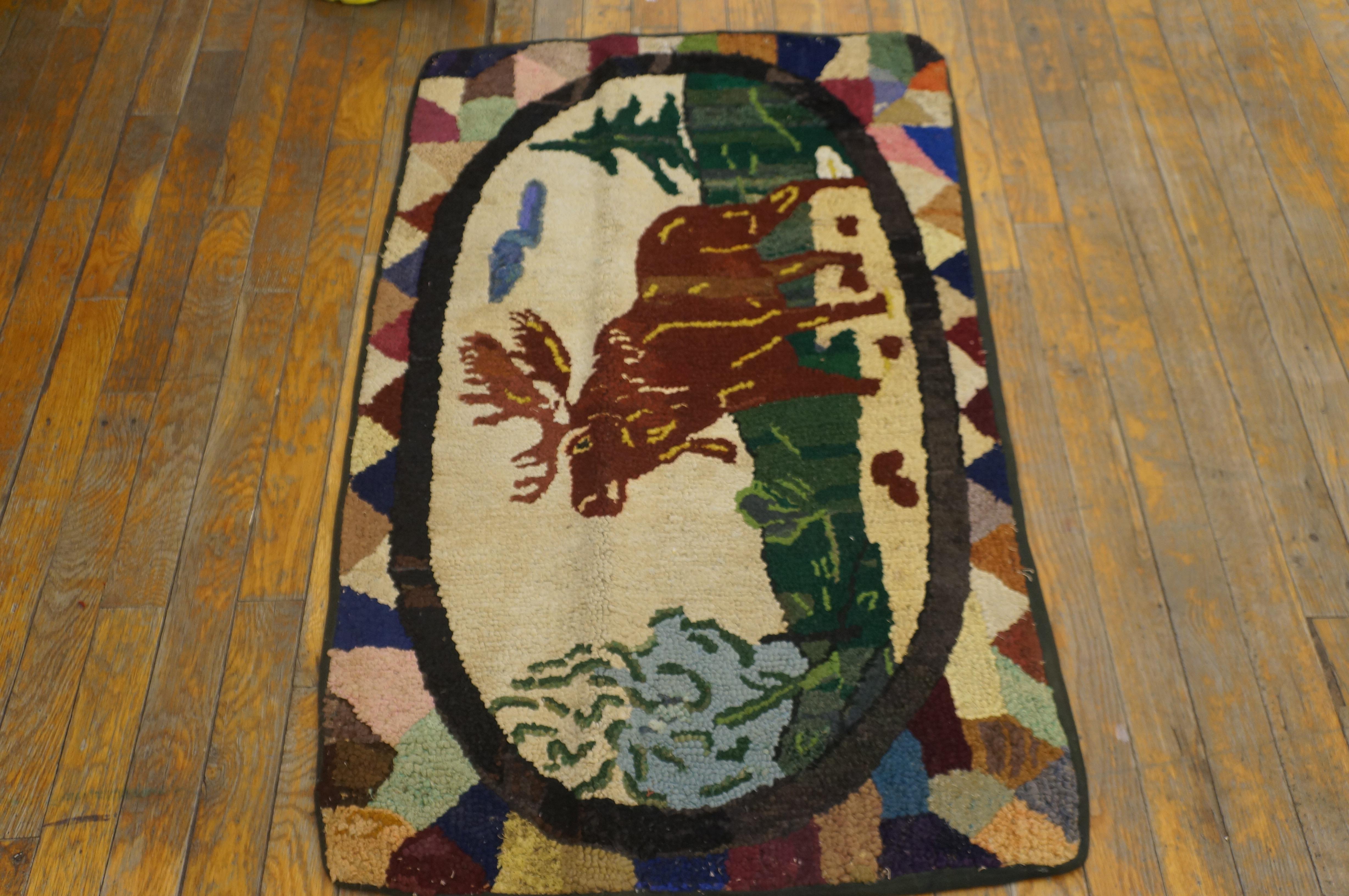 Tissé à la main Tapis à capuche américain ancien en vente