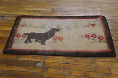 Artistic Ivory Ground Color Animal Pattern Pictorial Antique American Hooked Rug