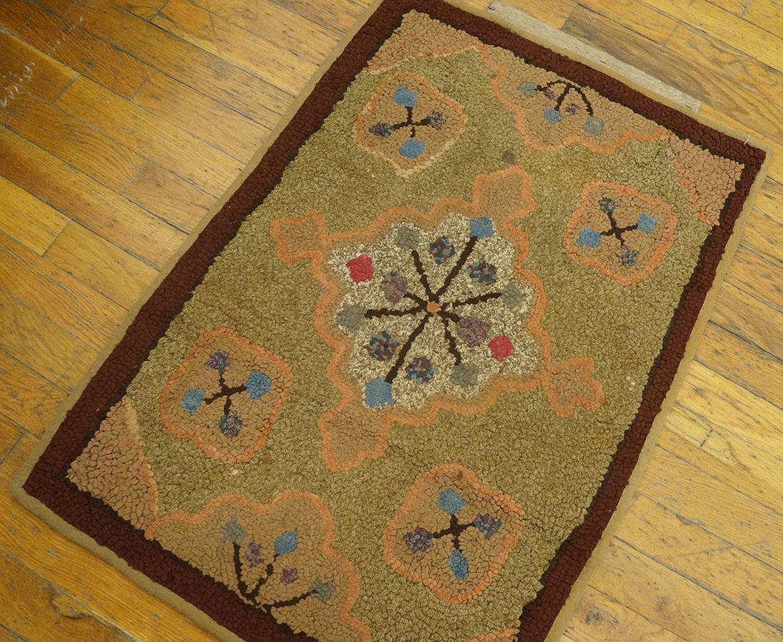 Wool Antique American Hooked Rug