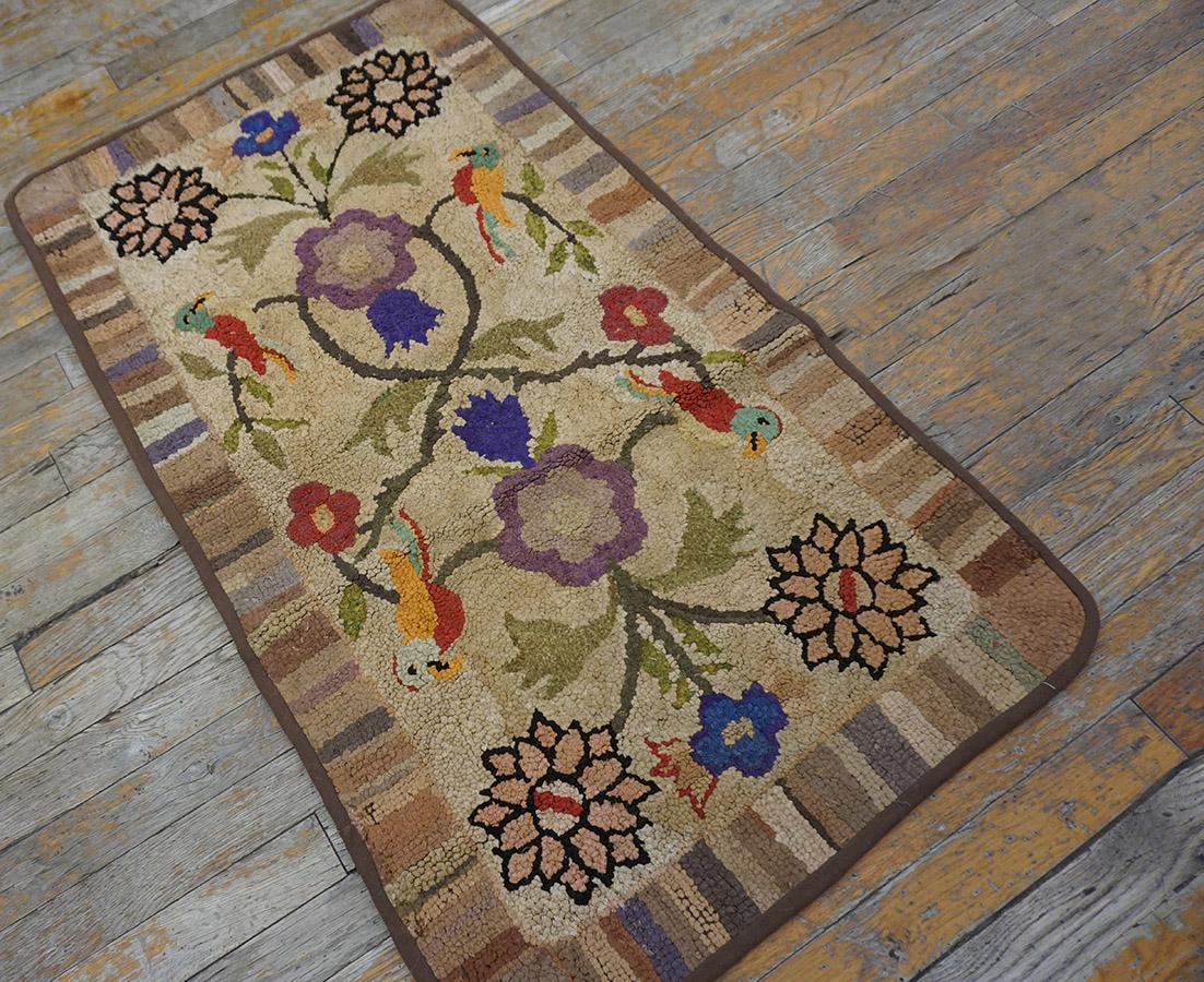 Hand-Woven 1920s American Hooked Rug ( 2' x 3'8