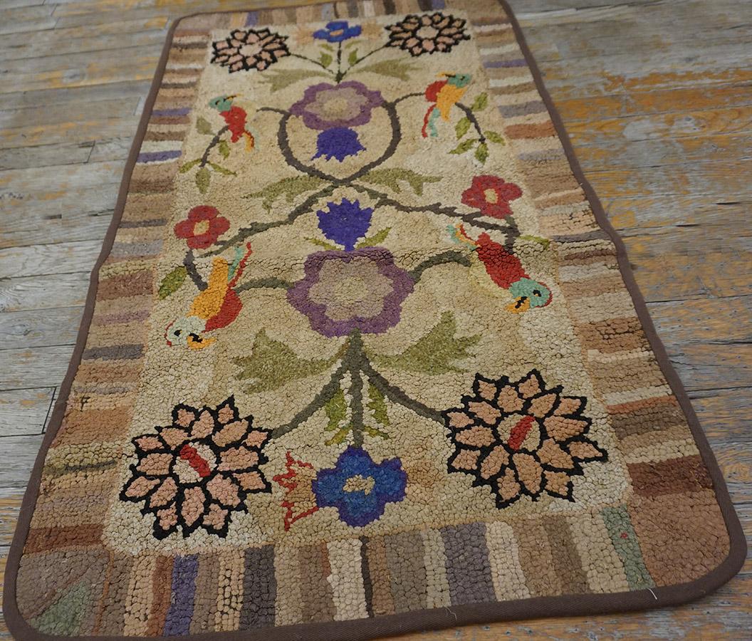 Early 20th Century 1920s American Hooked Rug ( 2' x 3'8