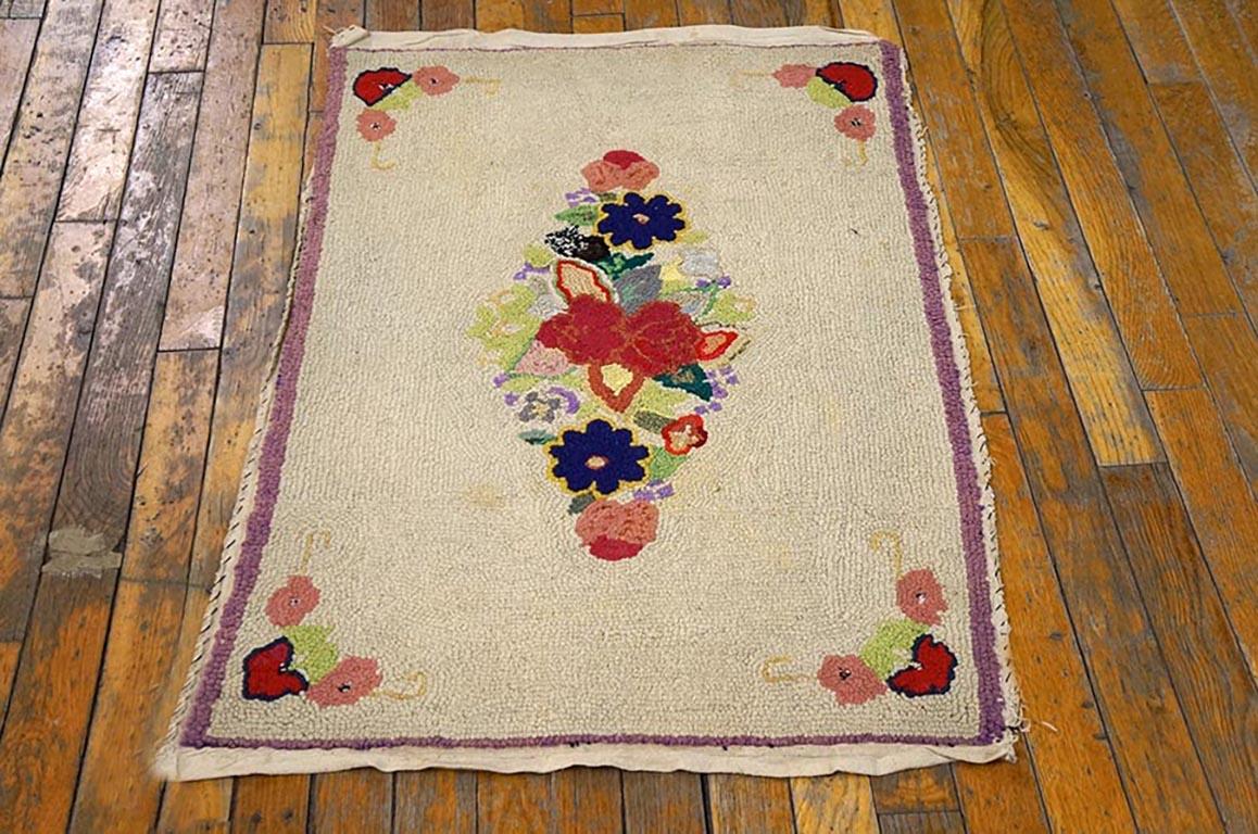 Antique American hooked rug, measures: 2'0