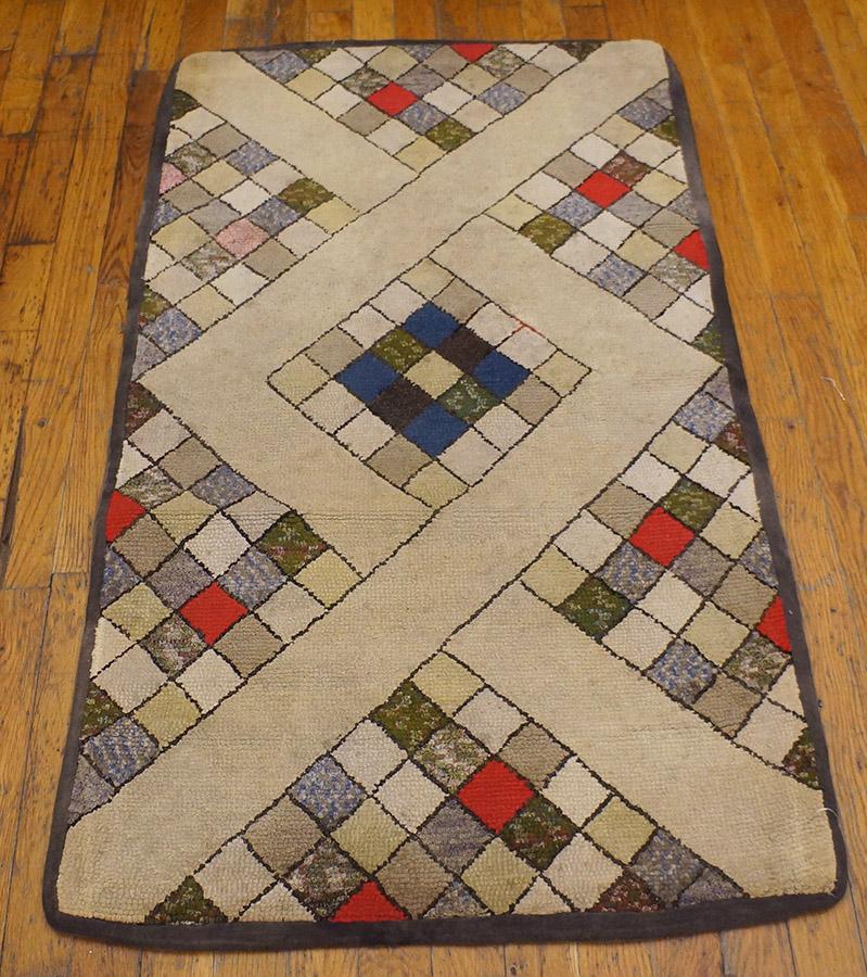Antique American hooked rug, size: 2'1