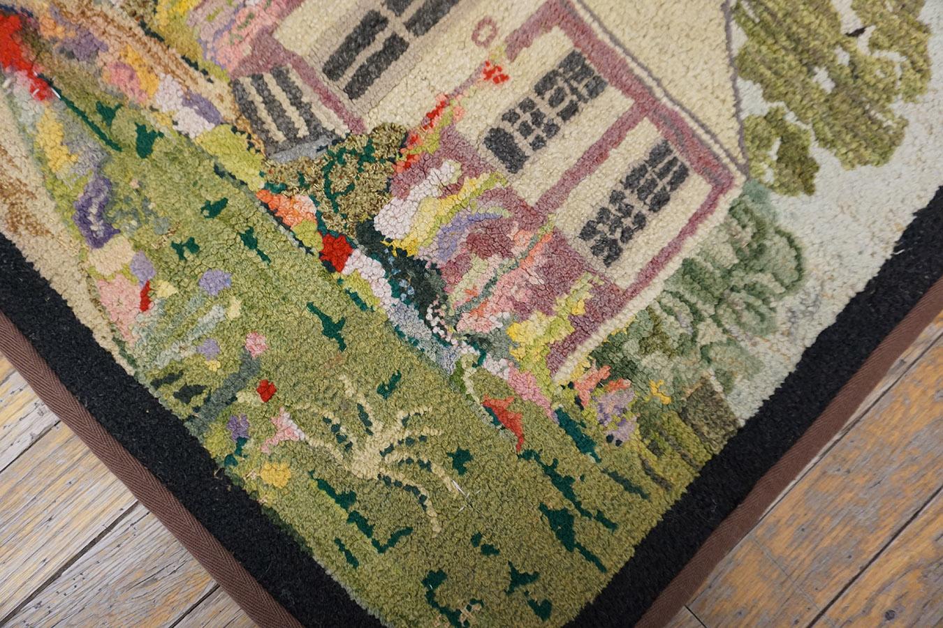 Mid 20th Century Pictorial American Hooked Rug ( 2'1