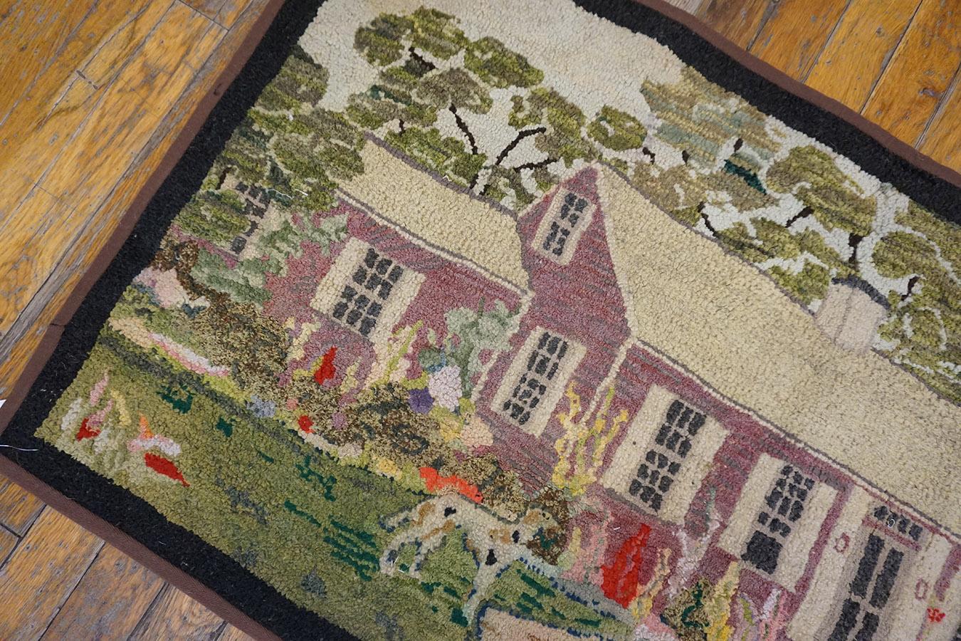 Mid 20th Century Pictorial American Hooked Rug ( 2'1