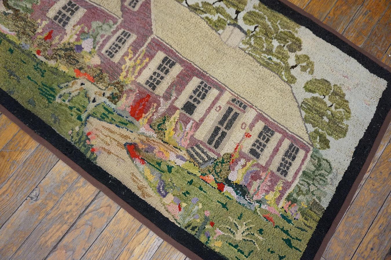 Mid 20th Century Pictorial American Hooked Rug ( 2'1