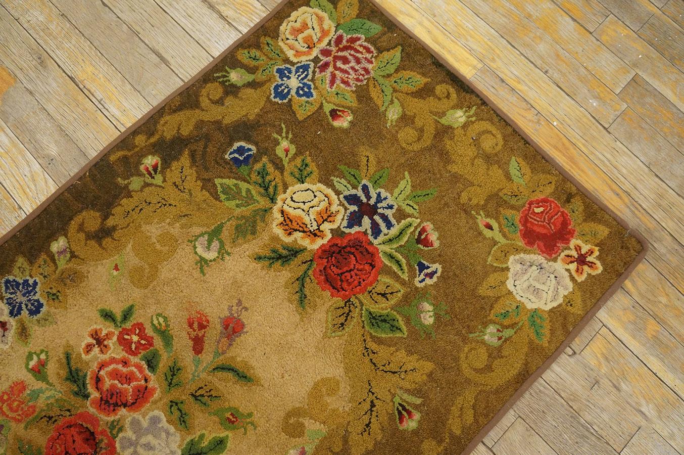 Tapis crocheté américain ancien 2'1