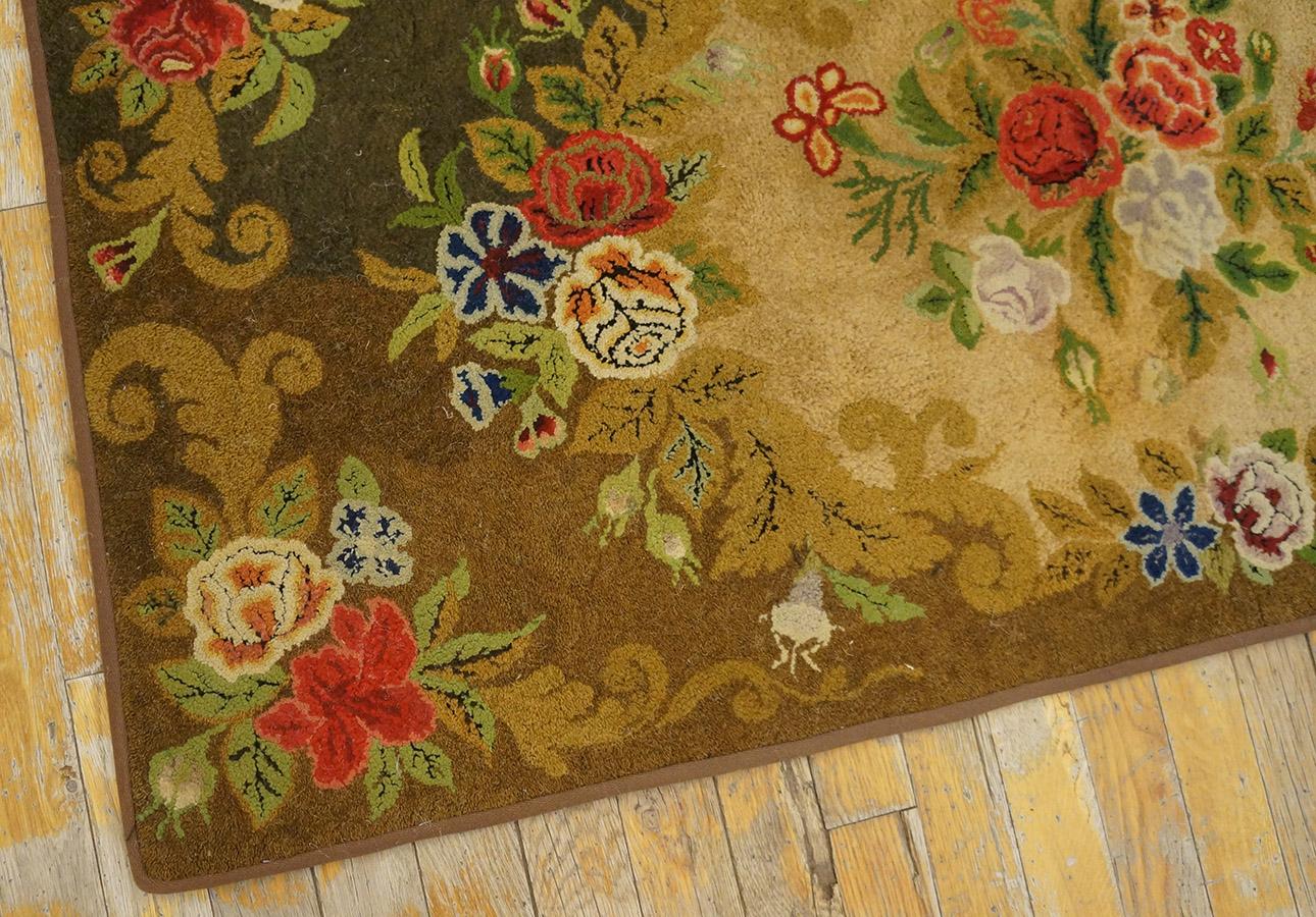 Tapis crocheté américain ancien 2'1