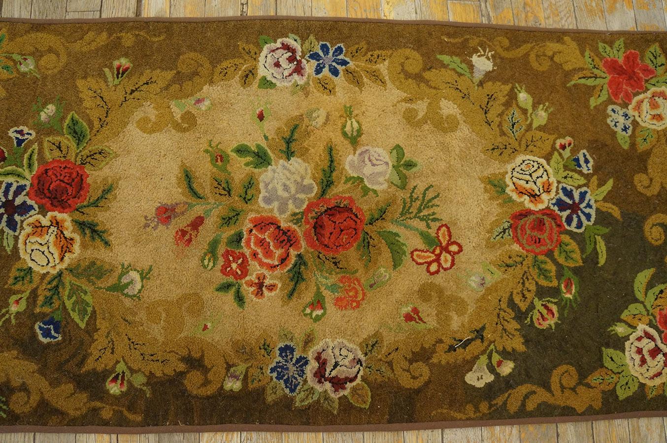 Tapis crocheté américain ancien 2'1