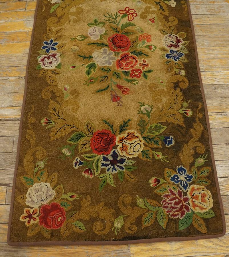 Laine Tapis crocheté américain ancien 2'1