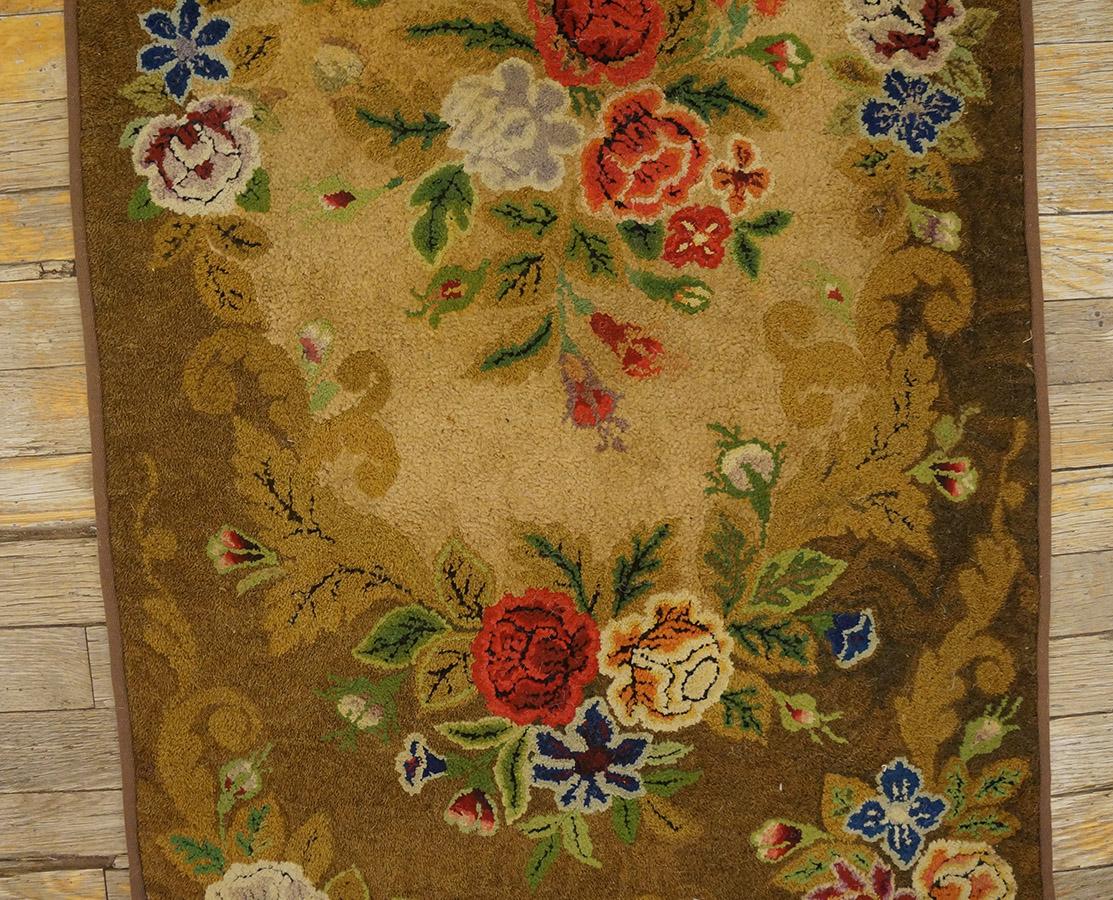 Tapis crocheté américain ancien 2'1