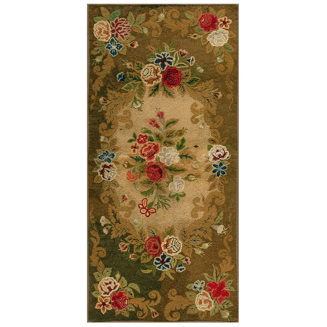Tappeto antico americano con gancio 2'1" x4'6"