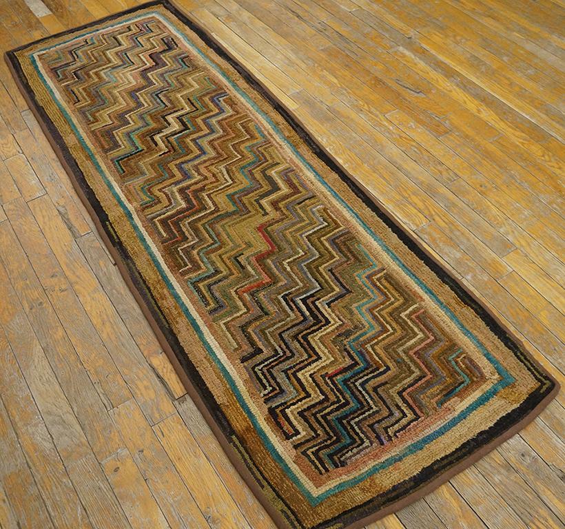 Antique American Hooked rug. Size: 2'1